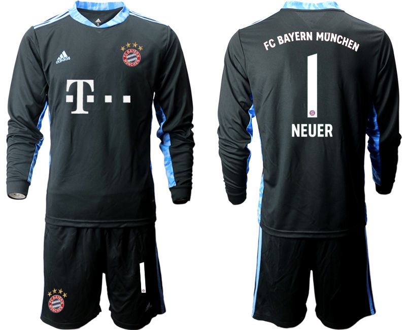 Men 2020-2021 club Bayern Munich black long sleeve goalkeeper #1 Soccer Jerseys->bayern munich jersey->Soccer Club Jersey